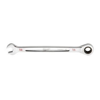 Milwaukee 45-96-9212 Ratcheting Combination Wrench, SAE, 3/8 in Head, 6-1/2 in L, 12-Point, Steel, Chrome