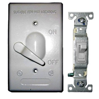 BWF TS-13V Toggle Switch Cover, 4-9/16 in L, 2-13/16 in W, Rectangular, Metal, Gray, Powder-Coated