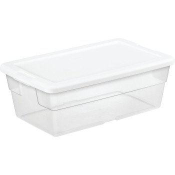 Sterilite 16428012 Storage Box, Plastic, Clear/White, 13-5/8 in L, 8-1/4 in W, 4-7/8 in H