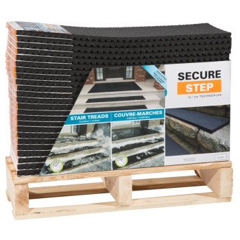 Secure Step TF012-08X24-SS-DB Stair Tread, 24 in L, 1/2 in Thick, Rubber, Black