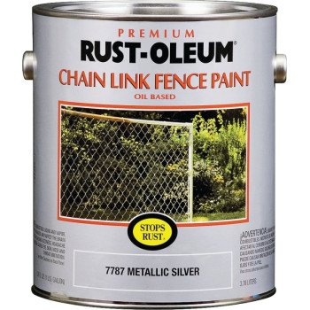 RUST-OLEUM STOPS RUST 7787402 Chain Link Fence Paint, Metallic Silver, 1 gal