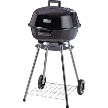 Omaha KY220188 Charcoal Kettle Grill, 2-Grate, 247 sq-in Primary Cooking Surface, Black, Steel Body