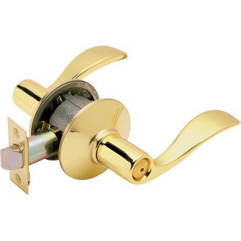 Schlage Accent Series F40 ACC 605 Privacy Lever, Mechanical Lock, Bright Brass, Metal, Residential, 2 Grade