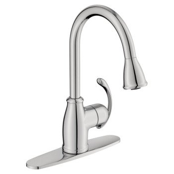 Moen Terrace Series 87055 Kitchen Faucet, 2.2 gpm, 1-Faucet Hole, Metal, Chrome Plated, Deck Mounting, Lever Handle