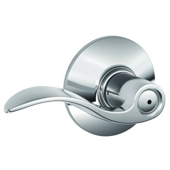 Schlage Accent Series F40 ACC 625 Privacy Lever, Mechanical Lock, Bright Chrome, Metal, Residential, 2 Grade