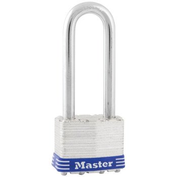 Master Lock 1DLJ Padlock, Keyed Different Key, 5/16 in Dia Shackle, 2-1/2 in H Shackle, Steel Shackle, Steel Body