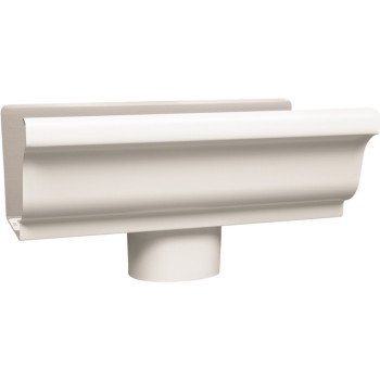 Amerimax 27010 Gutter End with Drop, 2 in W, Aluminum, White, For: 5 in K-Style Gutter System