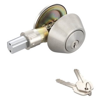 ProSource Signature Series T-D101SS Deadbolt, 3 Grade, Stainless Steel, 2-3/8, 2-3/4 in Backset, KW1 Keyway