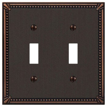 Amerelle Imperial 74TTDB Wallplate, 4-13/16 in L, 4-13/16 in W, 2 -Gang, Metal, Aged Bronze