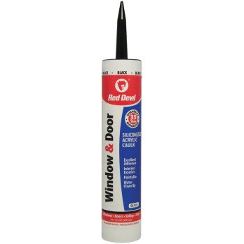 Red Devil 084660 Siliconized Acrylic Caulk, Black, -20 to 180 deg F, 10.1 fl-oz Cartridge