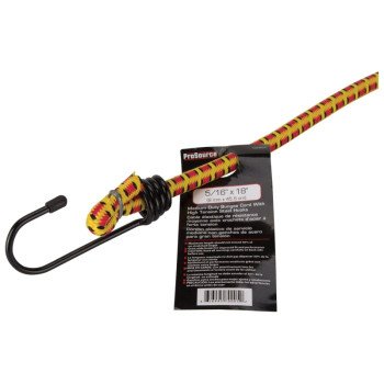 ProSource RT0818 Stretch Cord, 8 mm Dia, 18 in L, Polypropylene, Red/Yellow, Hook End