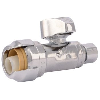 SharkBite 23337-0000LF Stop Valve, 1/2 x 1/4 in Connection, Compression, 200 psi Pressure, Brass Body