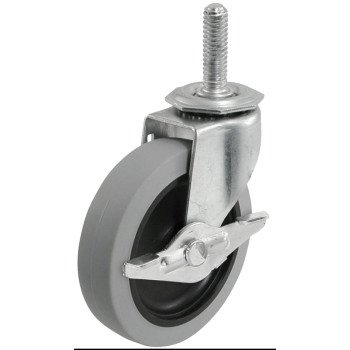 Shepherd Hardware 3266 Swivel Caster with Brake, 3 in Dia Wheel, 0.96 in W Wheel, TPR Wheel, Gray, 110 lb