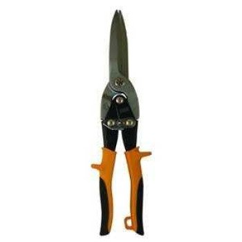 TASK T22330 Aviation Snip, 12 in OAL, Straight Cut, Chrome Molybdenum Steel Blade, Soft-Touch Handle, Yellow Handle