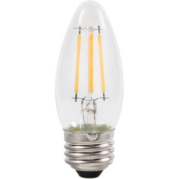 Sylvania 40793 Natural LED Bulb, Decorative, B10 Blunt Tip Lamp, 40 W Equivalent, E26 Lamp Base, Dimmable, Clear