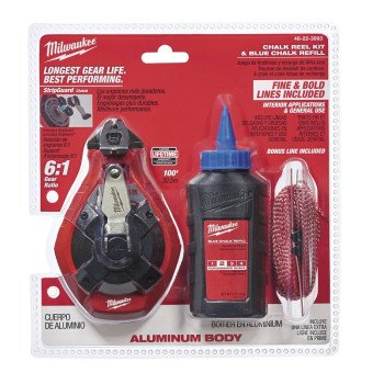 Milwaukee 48-22-3993 Chalk Reel Kit, 100 ft L Line, 6:1 Gear Ratio