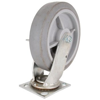 ProSource JC-T08 Swivel/Brake Caster, 8 in Dia Wheel, 2 in W Wheel, Thermoplastic Rubber Wheel, Gray, 750 lb