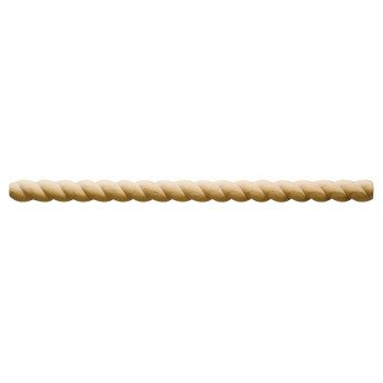 Waddell 8298 Rope Twist Moulding, 96 in L, 3/4 in W, Hardwood