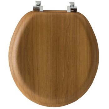 Mayfair 9601CP378 Toilet Seat, Round, Wood Veneer, Natural Oak