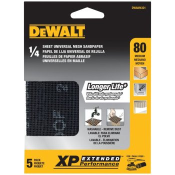 DEWALT DWAM4321 Sandpaper, 5-1/2 in L, 4-1/2 in W, Medium, 80 Grit, Silicon Carbide Abrasive