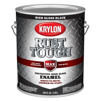 Krylon Rust Tough K09730008 Rust Preventative Paint, Gloss, Black, 1 gal, 400 sq-ft/gal Coverage Area