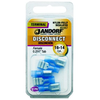 Jandorf 60867 Disconnect Terminal, 16 to 14 AWG Wire, Nylon Insulation, Copper Contact, Blue