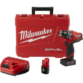 Milwaukee 2504-22 Hammer Drill Kit, Battery Included, 12 V, 2, 4 Ah, 1/2 in Chuck, Ratcheting Chuck