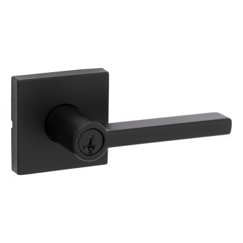 Kwikset Signature Series 740HFL SQT 514 SMT Square Entry Door Lock, Lever Handle, Matte, Zinc, SC1, KW1 Keyway, Black