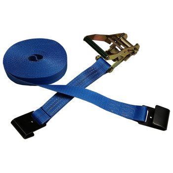 Ancra 557-40 Heavy-Duty Tie-Down Strap, 2 in W, 40 ft L, Polyester, Blue, 3333 lb Working Load, Flat Hook End