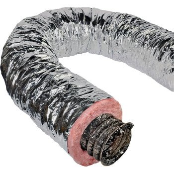 Master Flow F6IFD12X300 Insulated Flexible Duct, 12 in, 25 ft L, Fiberglass, Silver