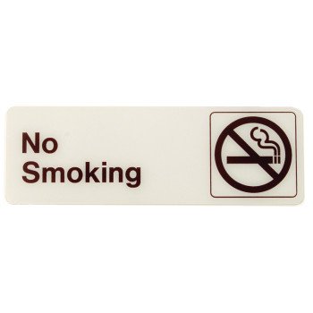 Hy-Ko D-6 Graphic Sign, Rectangular, NO SMOKING, Dark Brown Legend, White Background, Plastic