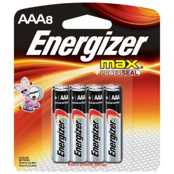 Energizer E92MP-8 Battery, 1.5 V Battery, 1250 mAh, AAA Battery, Alkaline, Manganese Dioxide, Zinc