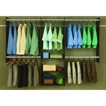 Easy Track RB1460-T Deluxe Starter Closet, Truffle, 48 to 96 in W, 84 in H, 3-Shelf