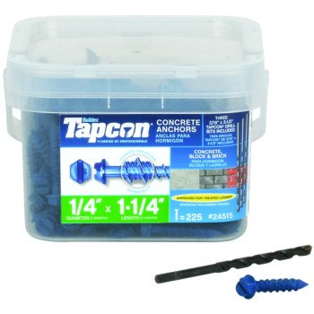 Tapcon 24515 Screw Anchor, Hex Drive, Steel, Climaseal