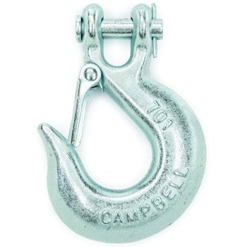 Campbell T9700624 Clevis Slip Hook with Latch, 3/8 in, 5400 lb Working Load, 43 Grade, Steel, Zinc