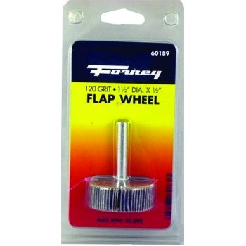 Forney 60189 Flap Wheel, 1-1/2 in Dia, 1/2 in Thick, 1/4 in Arbor, 120 Grit, Aluminum Oxide Abrasive