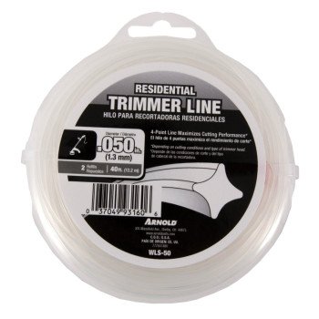 Arnold WLS-50 Trimmer Line, 0.05 in Dia, 40 ft L, Nylon