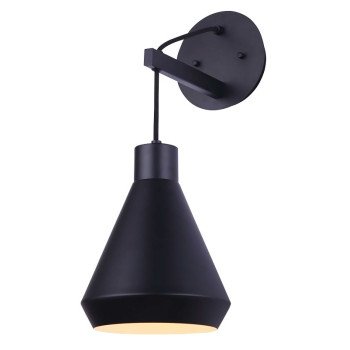 Canarm BYCK IWF1020A01BK Wall Light, 120 V, 60 W, 1-Lamp, Type A Lamp, Metal Fixture, Black Fixture