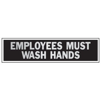 Hy-Ko 443 Princess Sign, Rectangular, EMPLOYEES MUST WASH HANDS, Gray Legend, Red Background, Aluminum