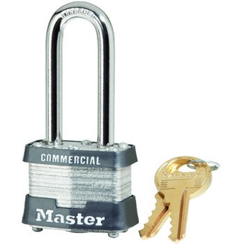 Master Lock 3KALH 0851 Padlock, Keyed Alike Key, Open Shackle, 9/32 in Dia Shackle, 2 in H Shackle, Steel Shackle