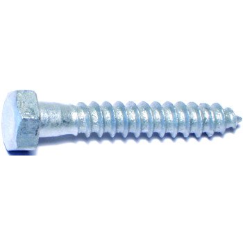 Midwest Fastener 05568 Lag Screw, 5/16-9 Thread, 2 in OAL, 2 Grade, Galvanized Steel, SAE Measuring