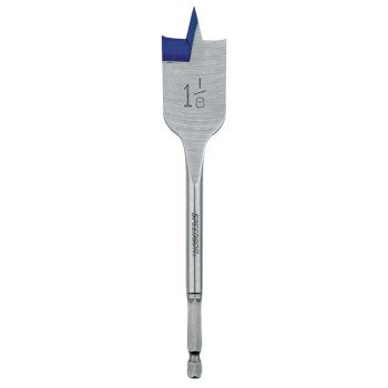 Irwin 88818 Spade Drill Bit, 1-1/8 in Dia, 6 in OAL, Flat Flute, 1/4 in Dia Shank, Hex Shank