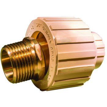 Nibco T00340D Transition Pipe Union, 3/4 in, Slip x MIP, Brass/CPVC