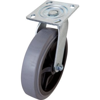 Shepherd Hardware 3186 Swivel Caster, 8 in Dia Wheel, Thermoplastic Rubber Wheel, Black/Gray, 700 lb