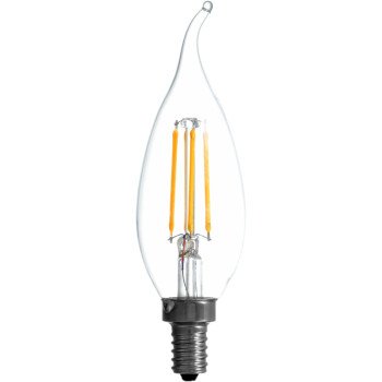 Sylvania 40757 Natural LED Bulb, Decorative, B10 Bent Tip Lamp, 60 W Equivalent, E12 Lamp Base, Dimmable, Clear