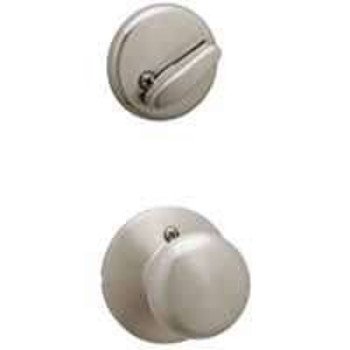 Schlage F Series F59PLY619 Handleset Interior Trim, 1 Grade, Mechanical Lock, Metal, Satin Nickel, Knob Handle