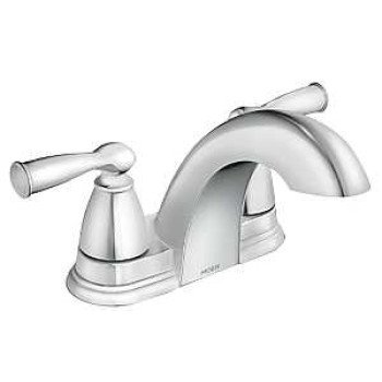 Moen Banbury Series 84942 Centerset Bathroom Faucet, Low Arc Spout, Chrome, 6-1/2 in Plate Size, 4-11/16 in, 1.2 gpm