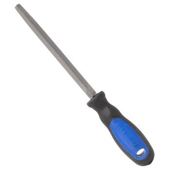 Vulcan JL-F007 File W/Rubber Grip Handle, Triangle Profile, Taper Pattern, Double Cut Cut, 6 in L Blade, 3/8 in W Blade