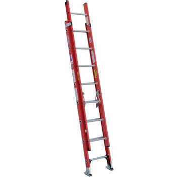 Werner D6216-2 Extension Ladder, 15 ft H Reach, 300 lb, Fiberglass