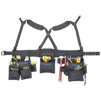 Kuny's AP2617 Carpenter's Combo Tool Belt, 29 to 46 in Waist, Ballistic Poly Fabric, Black, 28-Pocket